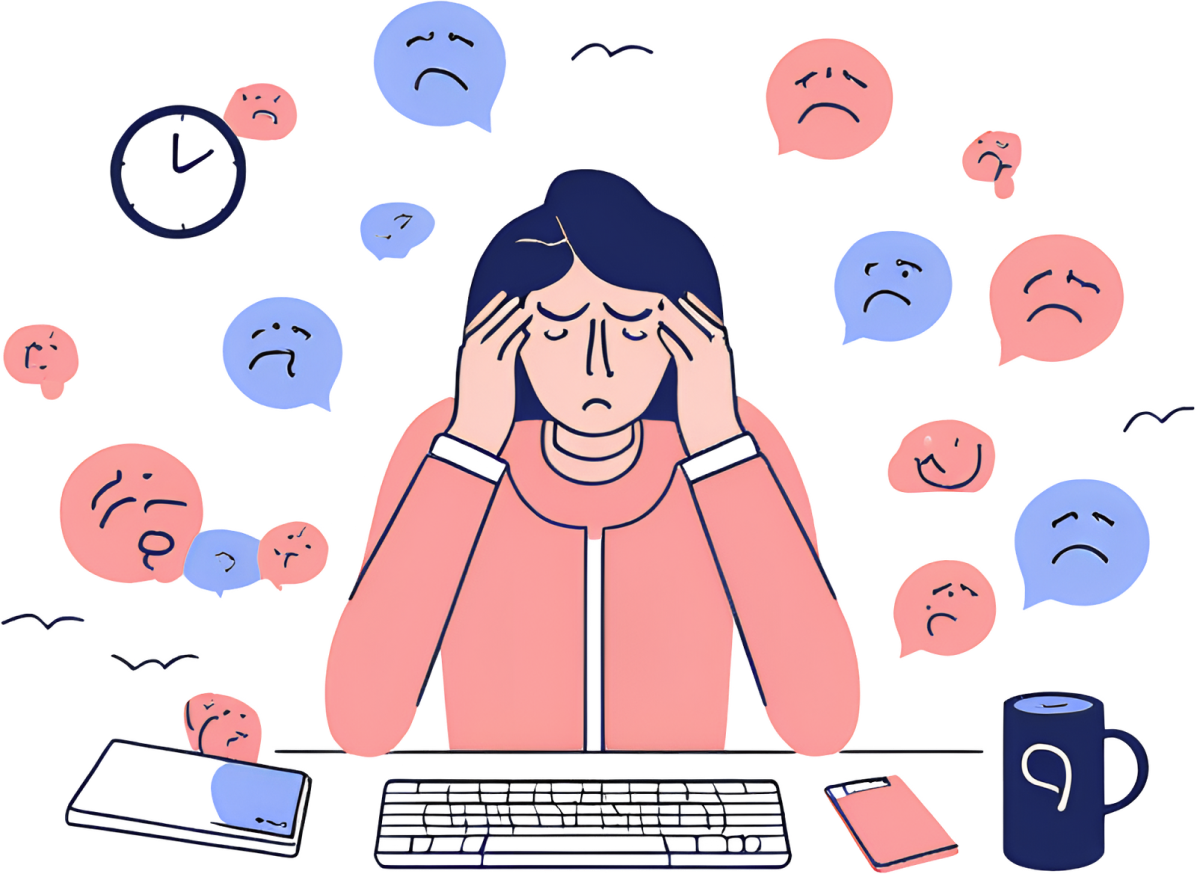 Person overwhelmed with social media